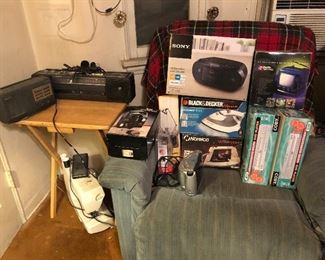 Recliners and miscellaneous electronics. DVD players irons hearing aid boombox miniature TV vintage cassette player