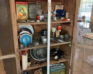 Vintage Jelly Cabinet filled with tons of vintage items!
