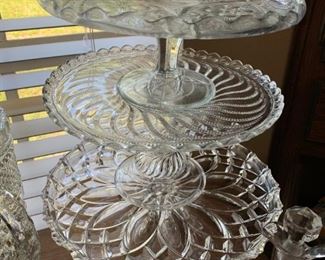 several pedestal cake plates (most vintage)