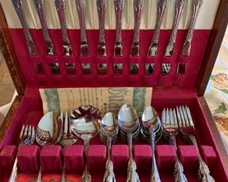 Rogers Silverplate flatware in chest