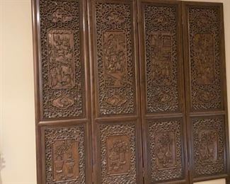 Carved wood room divider 
