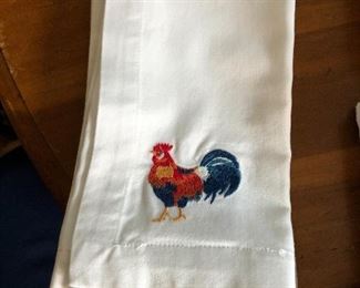 Lovely rooster Linen  napkins