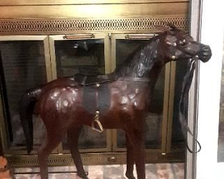 Vintage large leather horse