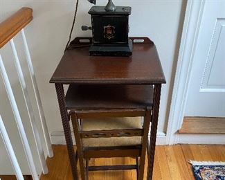 Antique Phone Table and Phone (Jydsk)