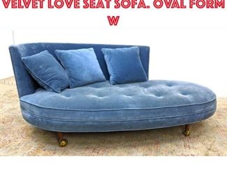 Lot 616 ADRIAN PEARSALL Blue Velvet Love Seat Sofa. Oval Form w