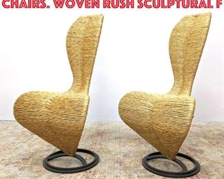 Lot 615 Pr TOM DIXON CAPPELLINI Chairs. Woven Rush Sculptural F