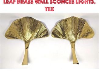 Lot 623 Pr Decorator Ginkgo Leaf Brass Wall Sconces Lights. Tex