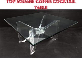 Lot 624 Modernist Lucite Glass Top Square Coffee Cocktail Table
