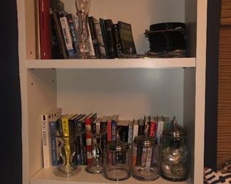 lots of inspirational books decorative jars