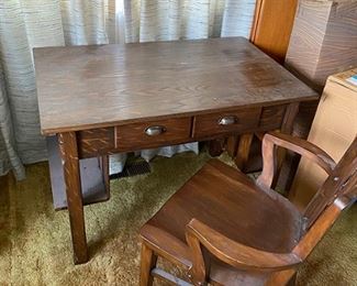 Craftsman style desk/library table and office chair