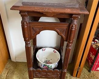 Marble top side table/plant stnad