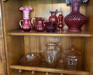 Ruby glass and pink depression glass