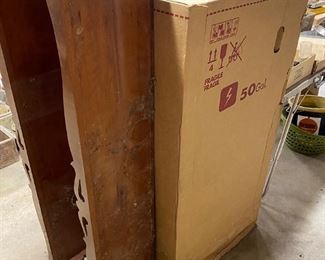 New in the box water heater! wooden shelf