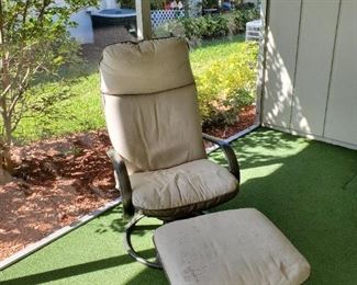 swivel rocking chair for the lanai, with a matching footstool