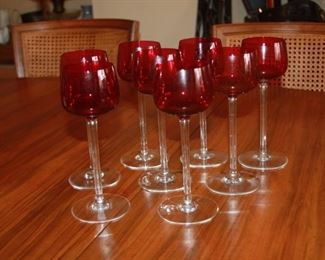 (8) 7 5/8" Ruby Clear Baccarat Wine Stemware. Asking $250