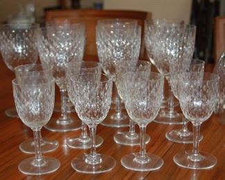 Baccarat Crystal "Paris" pattern includes 7-7" water glass, 8-5 1/8" Port Wine Glass, 1-11 1/2" decanter. Asking $495 (for all 16 pieces)