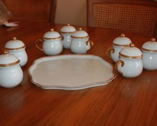 Andrea by Sadak 8-lidded cups 4" and platter 10" x 10" - $150