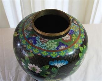 Chinese Cloisonne Vase w/lid - measures 10 1/2" tall. 8" dia. - asking $175