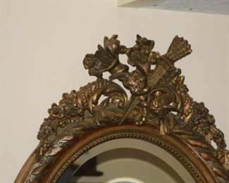 Antique oval beveled mirror - $175