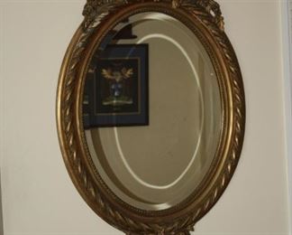 Antique oval beveled mirror - $175