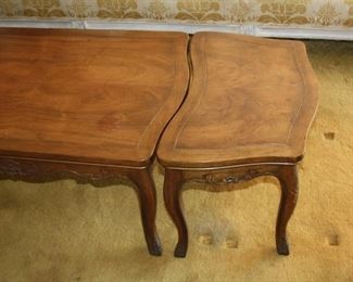 Baker Furniture - French Carved Burl coffee table with end tables - asking $295