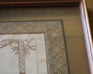 pair of Chinese framed silk textiles - framed 25 5/" x 33 1/2" - asking $295 for the pair
