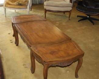 Baker Furniture - French Carved Burl coffee table with end tables - asking $295