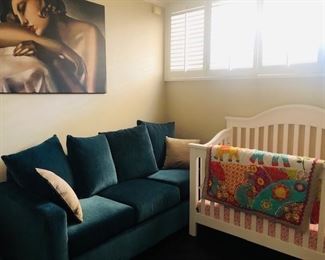 The sofa is gone!! But come get the crib!!