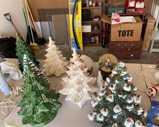 Huge collection of vintage ceramic Christmas trees 