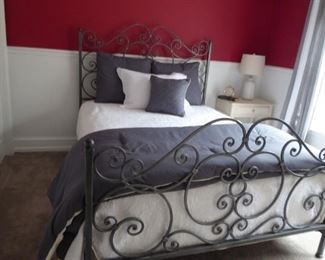 Queen Size Bed with Ornate Headboard & Footboard.