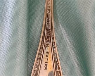 Back of spoon showing makers’ names,  patent date & sterling mark