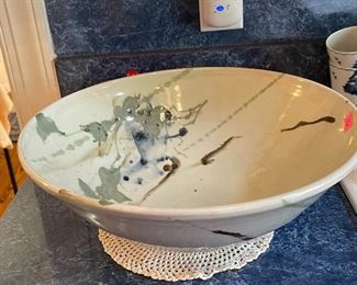 large stoneware bowl, hand made