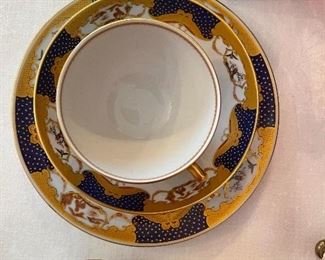 Mottahedeh cup/saucer/bread & butter plate - “Golden Butterfly”