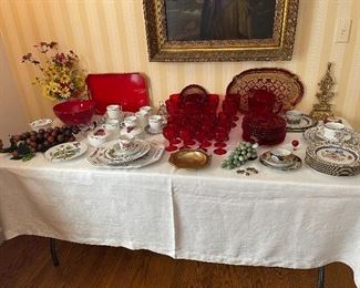Mottahedeh china, ruby glassware, more