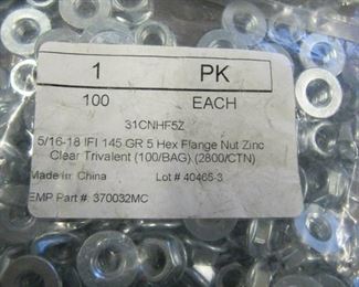 NEW LOT (400) 5/16 -18 IFI 145 GR-5 HEX FLANGE Nuts - Zinc Plated Clear Trivalent