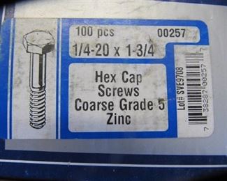 NEW (100) 1/4-20X3/4 Hex Head Cap Screws Grade 5 Zinc Plated Steel 1/4- 20 x 1 3/4