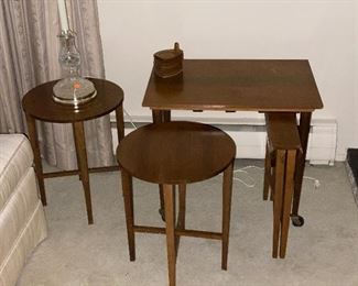Vintage Bertha Schaefer serving table with 3 nesting tables.