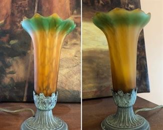 Glass small bedside lamps (2) 1 SOLD
