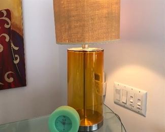 Amber colored glass table lamp