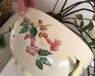 Large Lenox bowl, floral and hummingbird