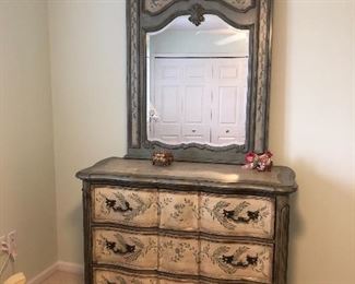 Dresser with floral and vine motif w/ mirror