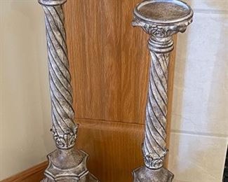 CLEARANCE !  $4.00 NOW, WAS $16.00..............Pair Candlesticks 24" & 21" tall (R091)