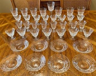 CLEARANCE !  $25.00 NOW, WAS $100.00..............Webb Corbett English Glassware  1 @ 7",  7 @ 5 1/4", 16 @ 3 1/4", 7 @ 3 1/2", 8 plates 5 1/2" diameter (R090)