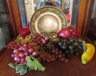 Antique plate with vintage fruit decor.