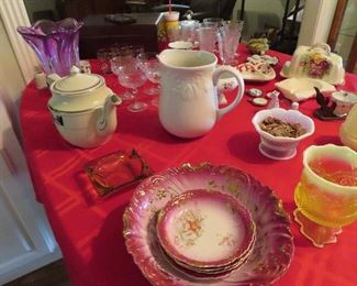Hand Painted China Berry Bowl Set - Vintage Pitchers