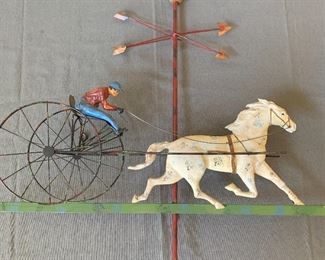 1982 Signed Curtis Jere Sulky Race Horse and Jockey Weather Vane