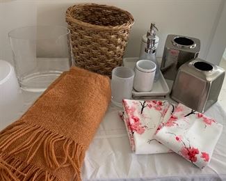 Assorted Bathroom Accessories, West Elm Throw