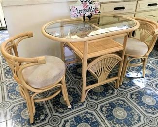 BAMBOO/RATTAN OVAL DINETTE FOR 2