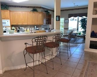 Three Iron Barstools with Armrests