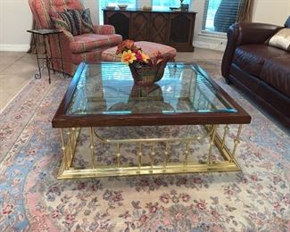 Beautiful Square Coffee Table..Brass and Glass